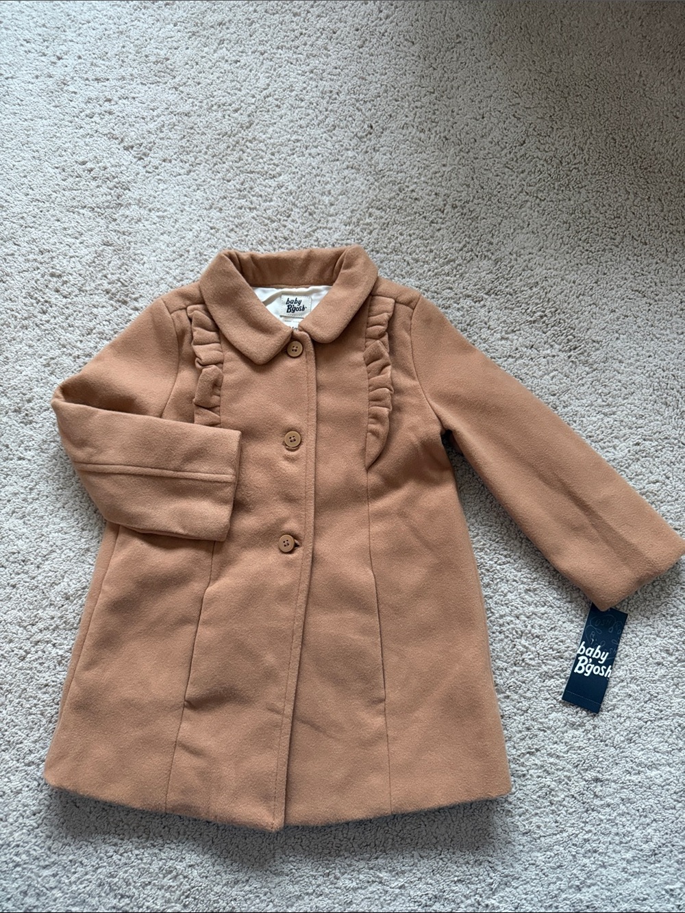 Baby B’gosh Girls' Tan Ruffle-Trim Coat